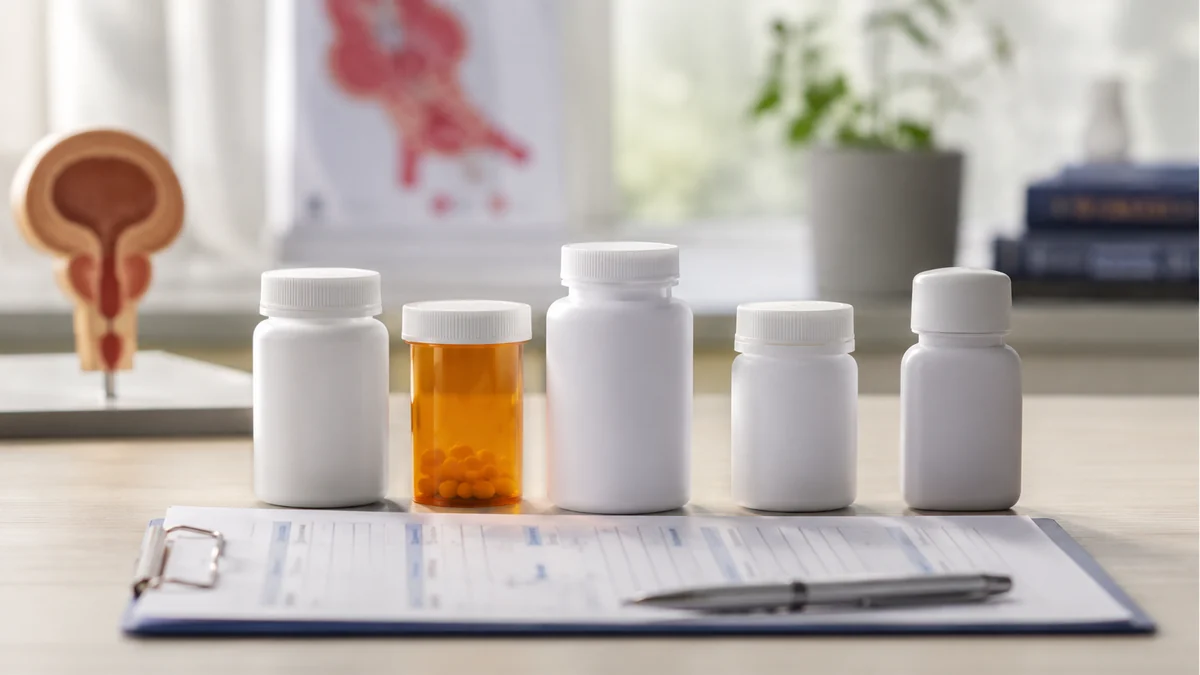 Alpha blocker medication comparison concept for BPH